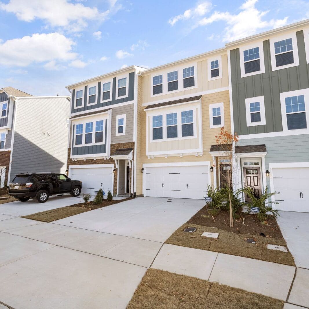 A row of townhouses in a planned community
