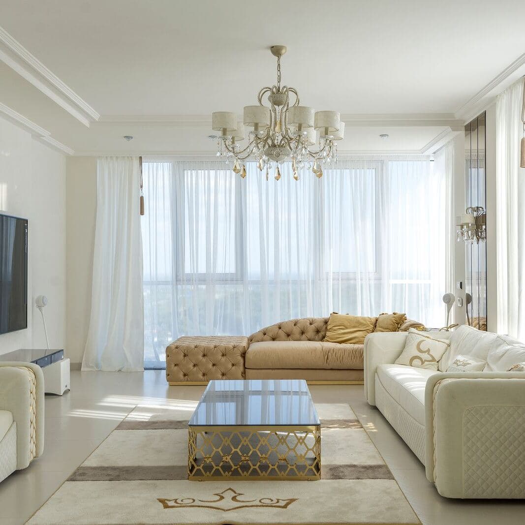 A bright furnished apartment living room